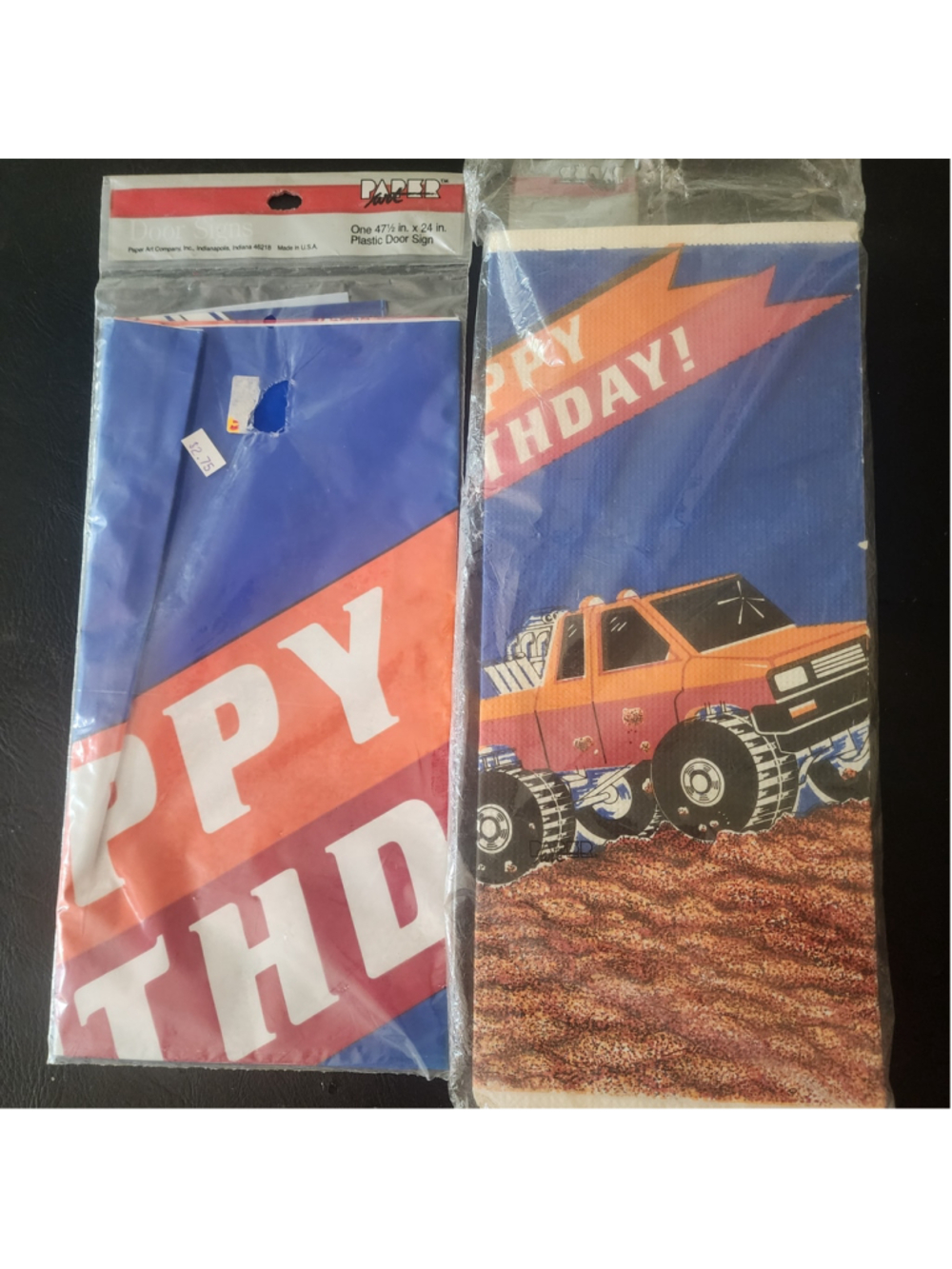 Monster Truck Birthday Vintage Party Paper Art Tablecloth and PlaDoor Sign NOSPU